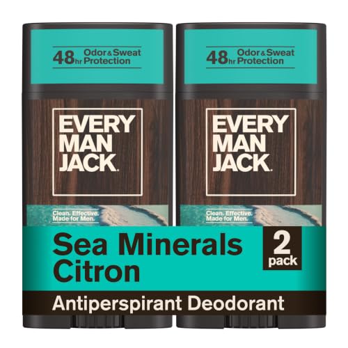 Every Man Jack Antiperspirant Deodorant for Men, Sea Minerals Citron, 2pk