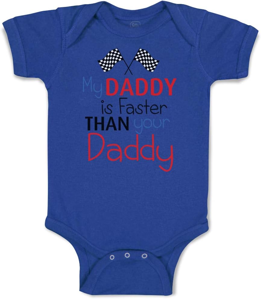 Cute Rascals Baby Bodysuit My Daddy Is Faster than Your Daddy Race Car Dad Father's Day Funny Cotton