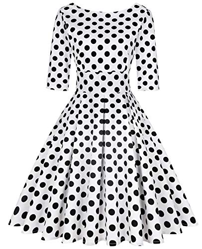 MINTLIMIT Women's Audrey Hepburn Vintage Style Rockabilly Cocktail Swing Dress,Black,M