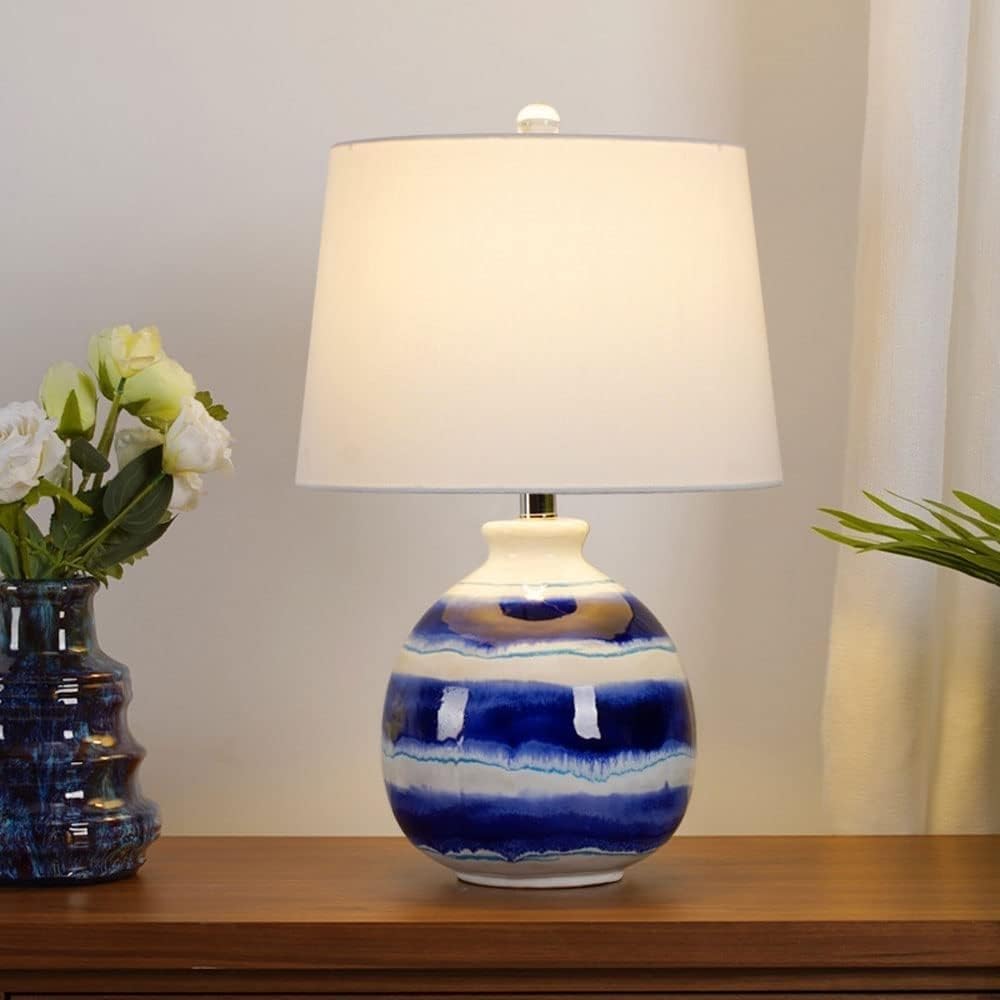 Lampa stołowa Lampa nocna Ceramiczna lampa stołowa Lampy biurkowe Tradycyjna lampka nocna na biurko Lampa nocna do biura Lampy stołowe do sypialni (ściemniacz)