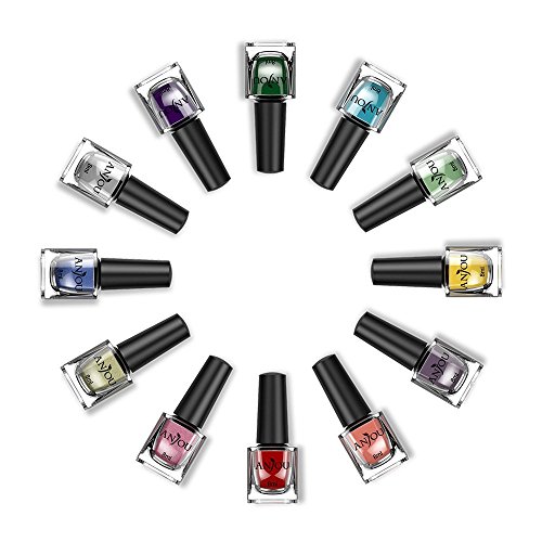 Anjou Peel Off 12 Colors Nail Polish Set, Eco-Friendly Non-Toxic Finger Nail Art Polish Lacquer, Safe Dry Fast Collection for Women, Teens, Kids with Top Coat, Professional Kits