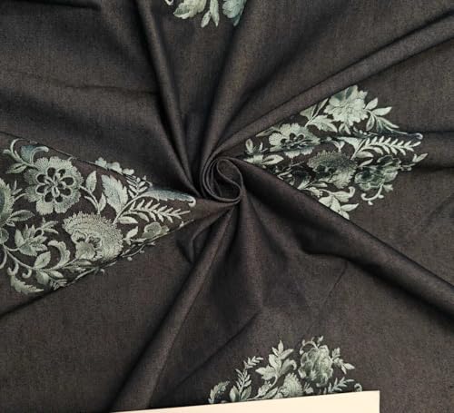 Denim Resham à motif bleu pour confectionner une veste bohème chic