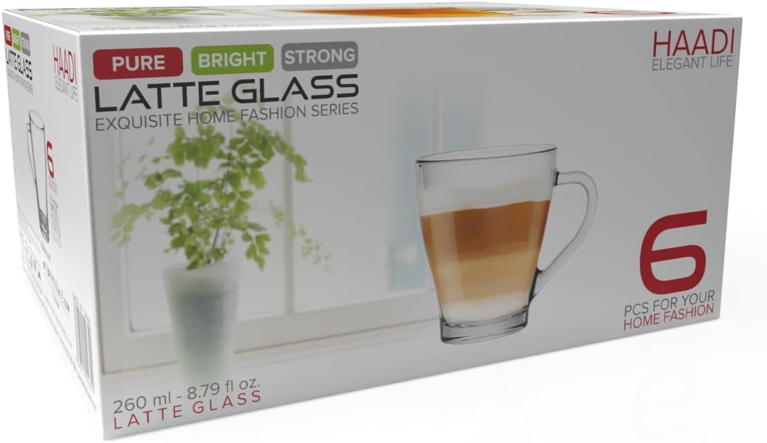 Lot 6 Tasses Design Lot De 6 Tasses à Café En Verre - 260ml - Pour Cappuccino, Espresso - Lavables Lave-Vaisselle Vaisselle Café Lavable Lot 6 Tasses Design Lot De 6 Tasses à Café En Verre - 260ml - Pour Cappuccino, Espresso - Lavables Lave-Vaisselle Vaisselle Café Lavable