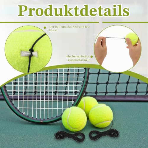 3 Stück Twistball Ersatzball,Ball Mit Schnur,Tennisball Mit Schnur,Tennisball An Schnur, Elastischer Twistball Ersatzball,Für Tennistrainer, Tennisbälle Mit Schnur Für Erwachsene, Anfänger, Training