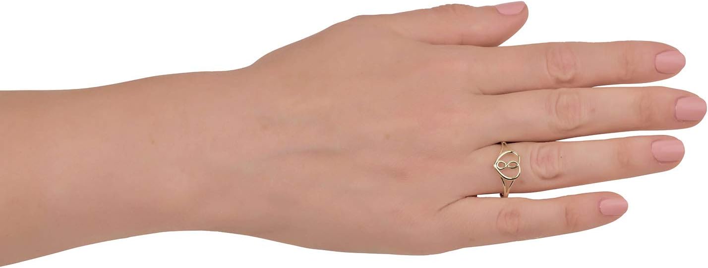 AVORA 10K Yellow Gold Open Heart and Infinity Fashion Ring