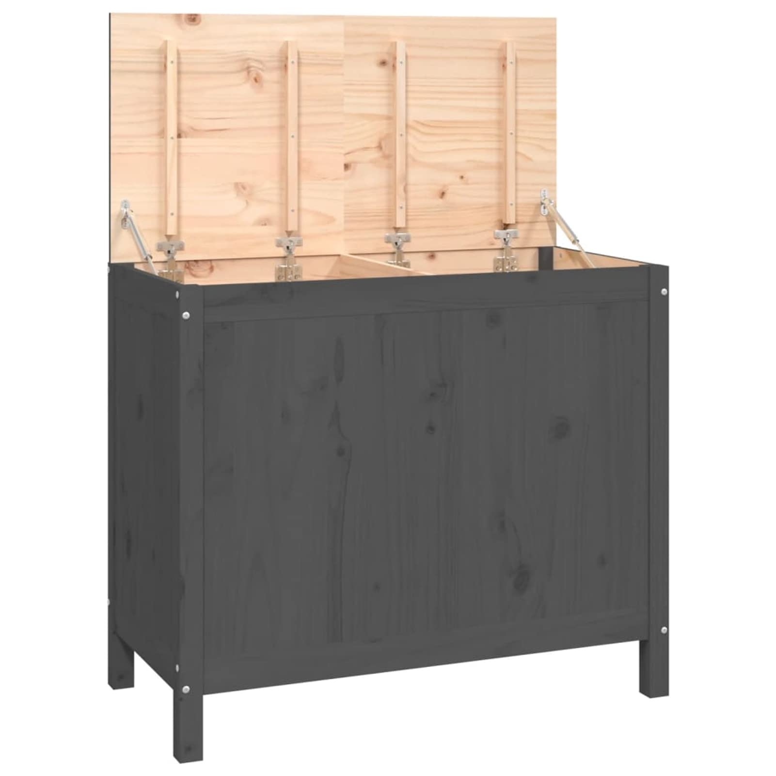 Homgoday Caja para la colada gris 88,5 x 44 x 76 cm madera maciza de pino, muebles, baúles y baúles, contenedor de jardín, porta herramientas de jardín, puf de exterior, baúl de exterior