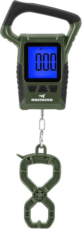 Báscula para peces KastKing WideView, báscula digital flotante impermeable | Accesorios de pesca, Báscula de pesca digital, LCD grande de 2,5", capacidad de 110 lb, modos múltiples lb/oz/kg, almacena 9 pesos