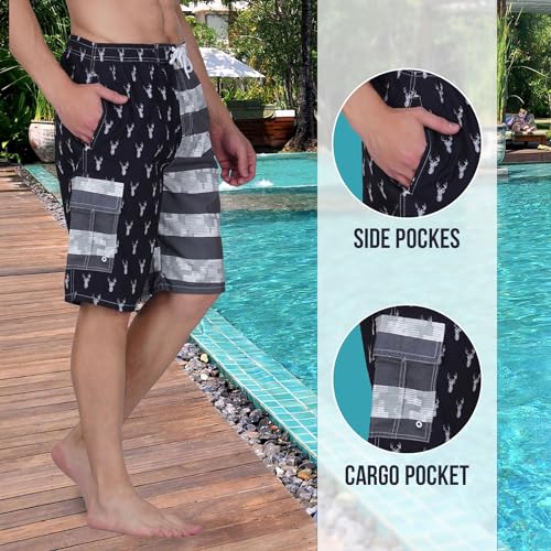 North 15 Men's American Flag Microfiber Swim Trunk Boardshorts with Cargo Pocket4