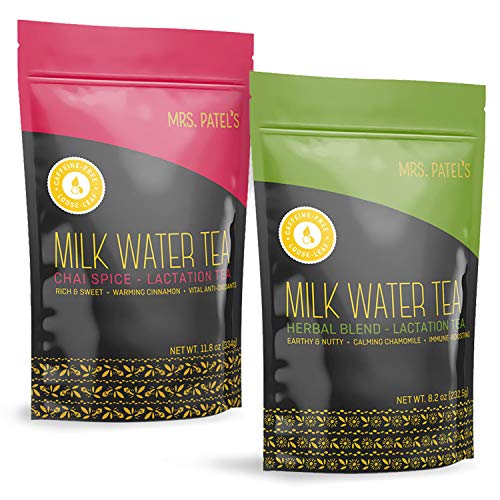 Mrs. Patel's Lactation Tea, Variety Pack With Herbal Blend & Chai Spice, For Breastfeeding And Pumping Moms, Drink Iced Or Hot, Loose Leaf, Caffeine Free, Gf, Dairy Free, Fenugreek Free (2 Pouches) #TOP23