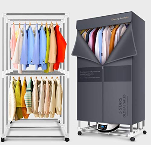 WZP Wasdroger, 1600 W incollabeerbare UV-sterilisatie wasdroger, huishoudelijk mobiel stroombesparing stille kleine warme lucht droogkast naast de droger (kleur: grijs, maat: 75 cm) - Image 5