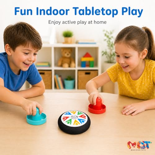 Image of Mini Air Hockey Game Set for Kids | Tabletop Air Hockey Puck & 2 Pushers | Indoor Sports Game Toy for Boys & Girls |Family Fun Activity Games| Ideal Birthday Gift for Kids 3+ Years