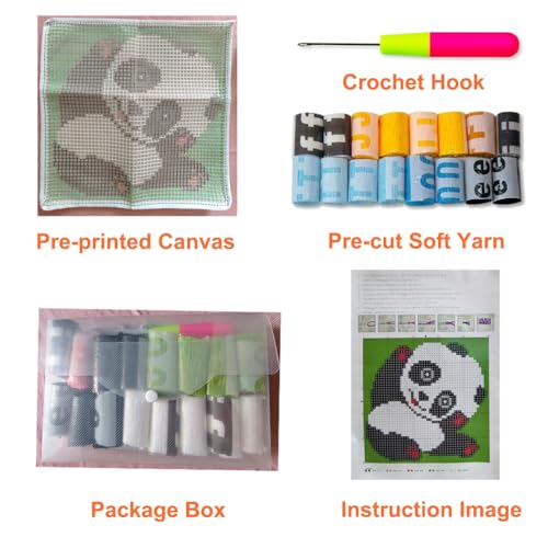 Image of YOOTOM Latch Hook Rug Kits for Adults,DIY Embroidery Crochet Hook Mini Rug Tapestry Set with Color Pre-Printed Canvas,Home Decor Festival Gift Fox 12x12inch