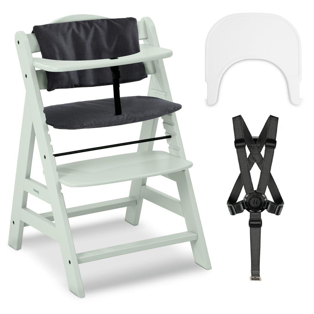 hauck Alpha+ High Chair with Tray Click Tray and Seat Padding - Wooden Baby  Chair for Children from 6 Months Adjustable - Mint : Amazon.de: Baby  Products