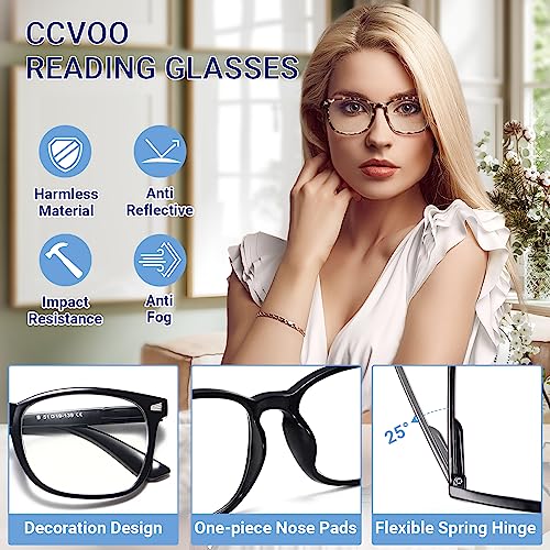 Ccvoo 5 Pack Blue Light Blocking Reading Glasses, Filter Uv Ray/Glare Fashion Non Prescription Fake Gaming Eyeglasses Women/Men (*C1 Mix, 2.0) #TOP3