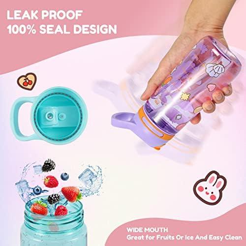 SUPPRUI Kids Water Bottles with Straw for School Leak Proof 550ML Toddler Water Bottle Flip Nozzle BPA-Free for Boys & Girls(Blue 1 Pack)