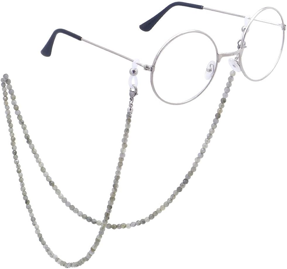 Vintage Natural Stone Glasses Chains Women Men Necklace Strap Non-slip Agate Beaded Eyeglass Holder Neck Eyewear Rope(D)