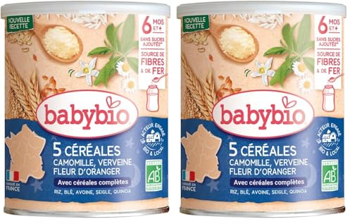 Babybio céréales verveine fleur d'oranger camomille 6 mois et + 220g (Lot de 2)