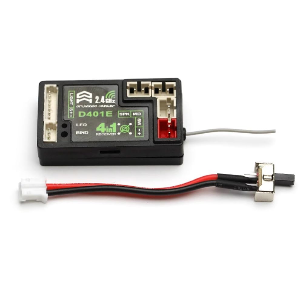 Sistema de radio RC 2.4G 4 en 1 grupo de luz y sonido D4L D4L-T RC transmisor y receptor y cordón, Orlandoo Hunter Control remoto para coche RC 1/24 1/32 1/35 (sonido de coche)