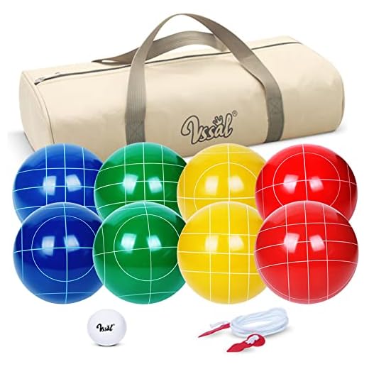VSSAL 107mm Official Bocce Ball Set Regulation Size and Weight 920g/2.03LBS for Professional Tournament Competition, Backyard, Lawn, Beach Games with 8 Balls, Pallino, Carrying Bag, Measuring Rope