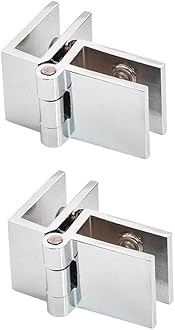 Drenky 2 PCS 90 Degree Glass Door Clip Clamp Hinge No Drilling Glass to Glass Hinge for Glass Thickness 5mm - 8mm