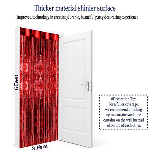 Image of Party Propz Foil Curtain Set of 4 (Red)