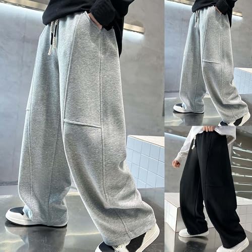 Pantalones deportivos de pierna ancha para niños y niñas de corte recto casual 5