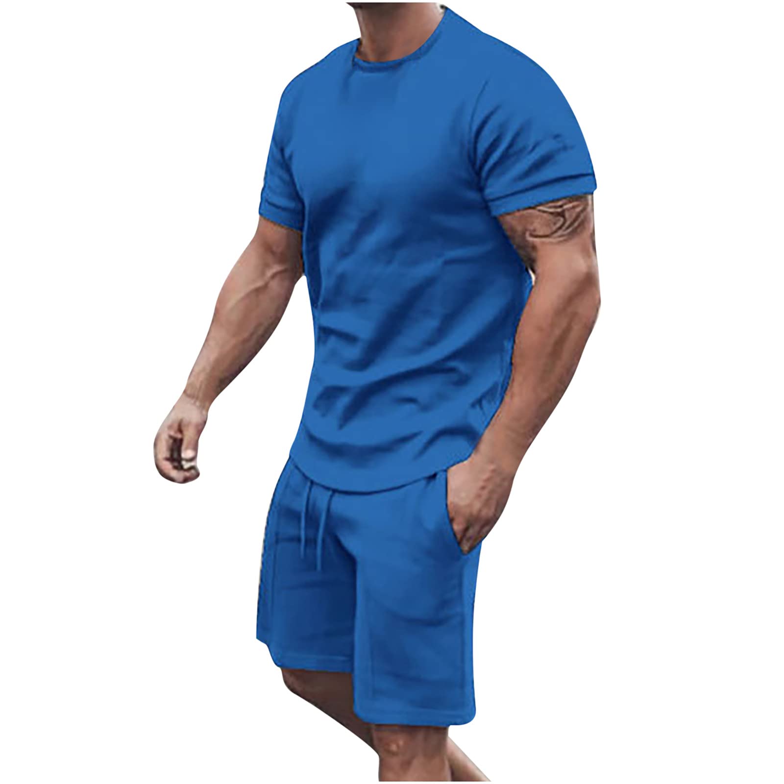 Generic 2024 Conjunto de chándal para Hombre Traje de Verano para Hombre chándal para el Tiempo Libre Camiseta + Pantalones Cortos chándal para Hombre Traje de Ocio con Deportivos Transpirable Color sólido