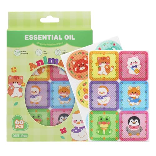 Horuili® Pegatinas Antimosquitos, 60 Pegatinas Repelente de Mosquitos de Dibujos Animados, Parche Repelente, Adecuado para Acampar al Aire Libre para Adultos y Niños
