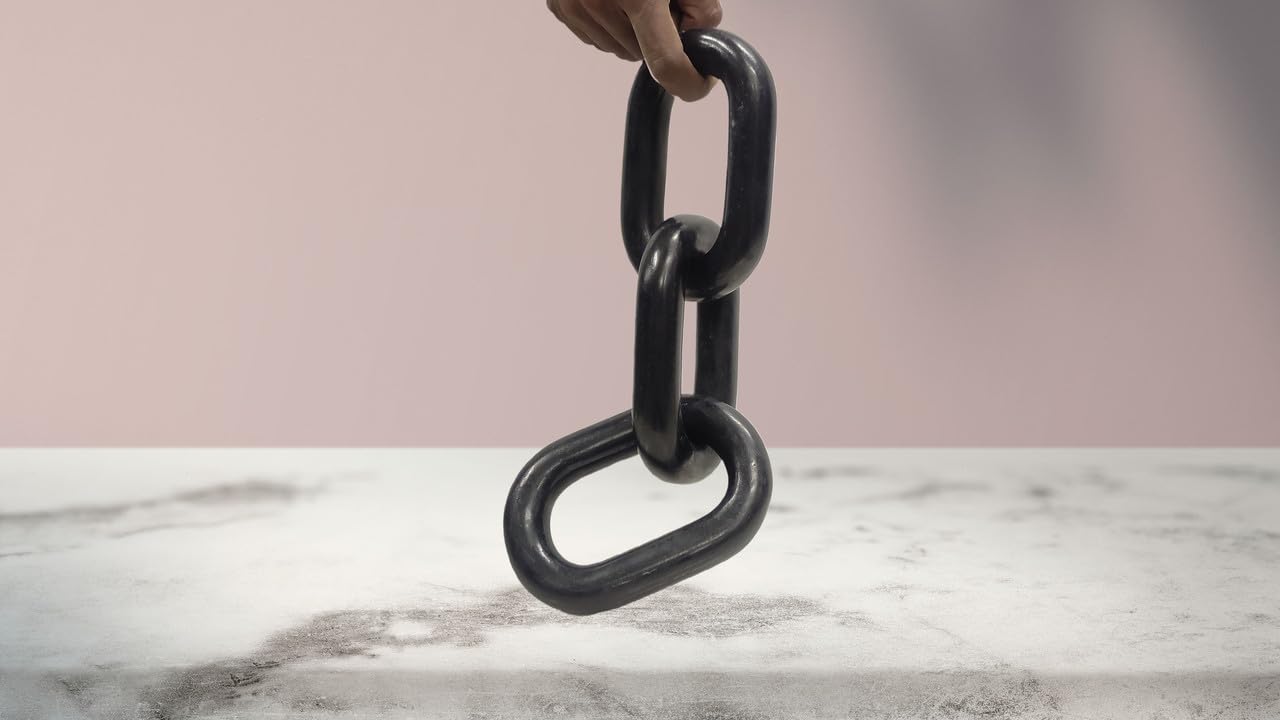 Escultura de cadena de eslabones de mármol negro | Decoración de cadena de eslabones | Nudo de mármol | Eslabón de mármol | Decoración del hogar | Cadena de mármol | Arte de cadena (SIN UNIÓN)