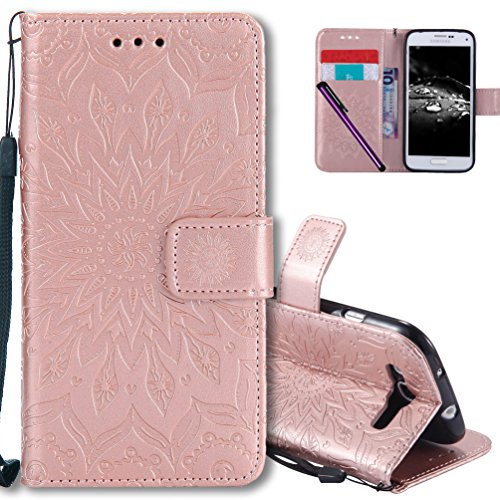 Cotdinforca Case For Samsung Galaxy S3 Flip Emboss Mandala With Card Holder Slot Pockets, Magnetic Closure Premium Pu Leather Case Cover For Samsung Galaxy S3 I9300. Mandala Rose Gold #TOP19