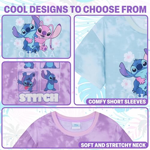 Disney Lilo and Stitch Shirt 2 Pack, Short Sleeve Girls Shirts, Angel and Stitch Tshirt for Summer, Cute Girls T Shirts4