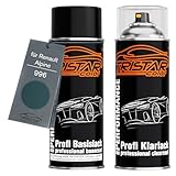 TRISTARcolor Peinture voiture Kit bombes de peinture pour Renault/Alpine 996 Vert Sequoia Peinture de base vernis clair aérosol 400 ml