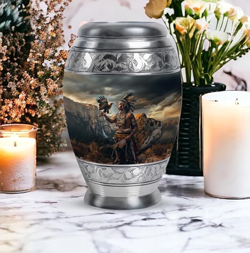 Image of Native American Urn for Ashes - Women's Adult Female Mother Cremation Urn - (10 inch Pack of 1), MON-URN-3862-URN