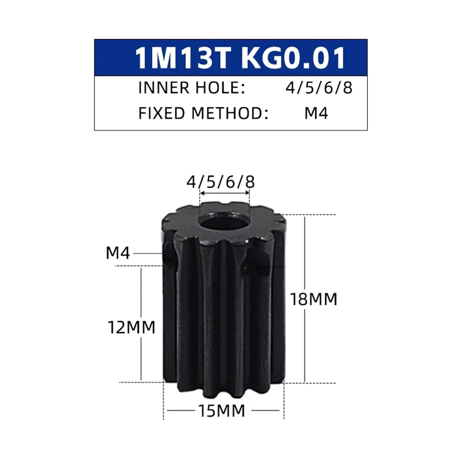 2Pcs M1 5mm 10T 11T 12T 13T 14T 45# Steel Metal Pinion Motor Gear Hole 4/6/6.35/7/8mm(6.35mm,2PCS 1M13T)
