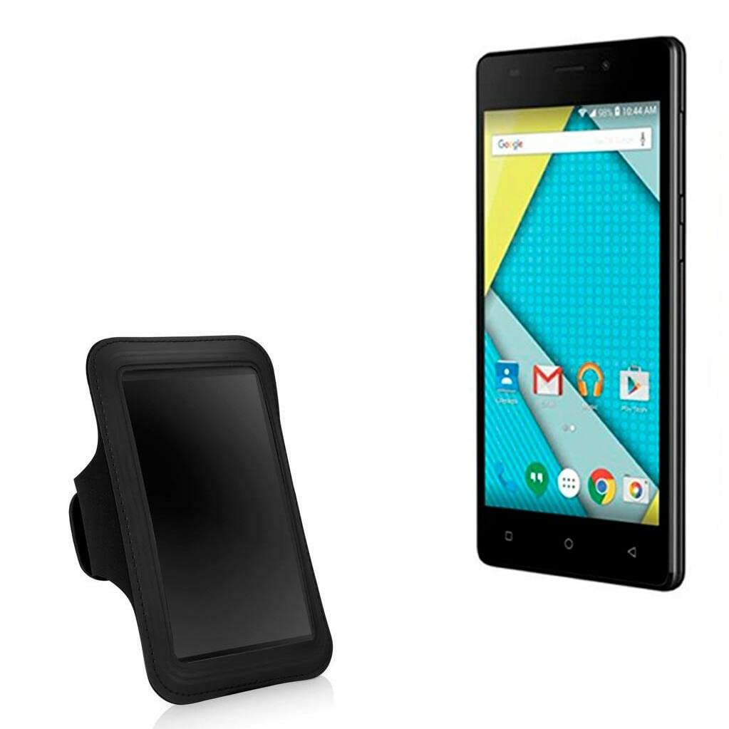 BoxWave Case Compatible with Plum Compass - Sports Armband, Adjustable Armband for Workout and Running for Plum Compass - Jet Black