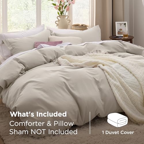 Image of Bedsure Oversized King Duvet Cover Only - Prewashed Cotton-Like Polyester Extra Soft All Season Bedding, Includes 1 Duvet Cover 120x98 Inches with Zipper Closure, Linen, Comforter Not Included