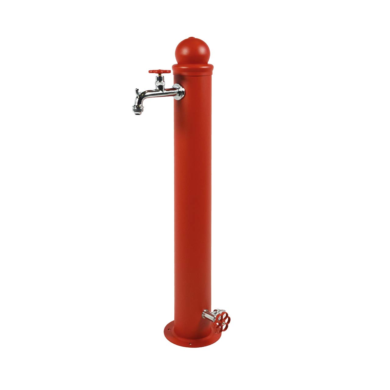 belfer Fontana Stile idrante in Ferro Bel-FER Modello 42/ID, Completa di impianto e Doppio Rubinetto, di Colore Rosso