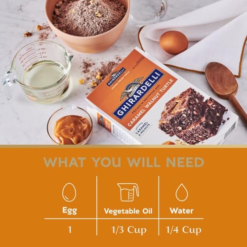 Image of Ghirardelli Caramel Walnut Turtle Premium Brownie Mix, Includes Caramel and Walnuts, 18.5 oz Box