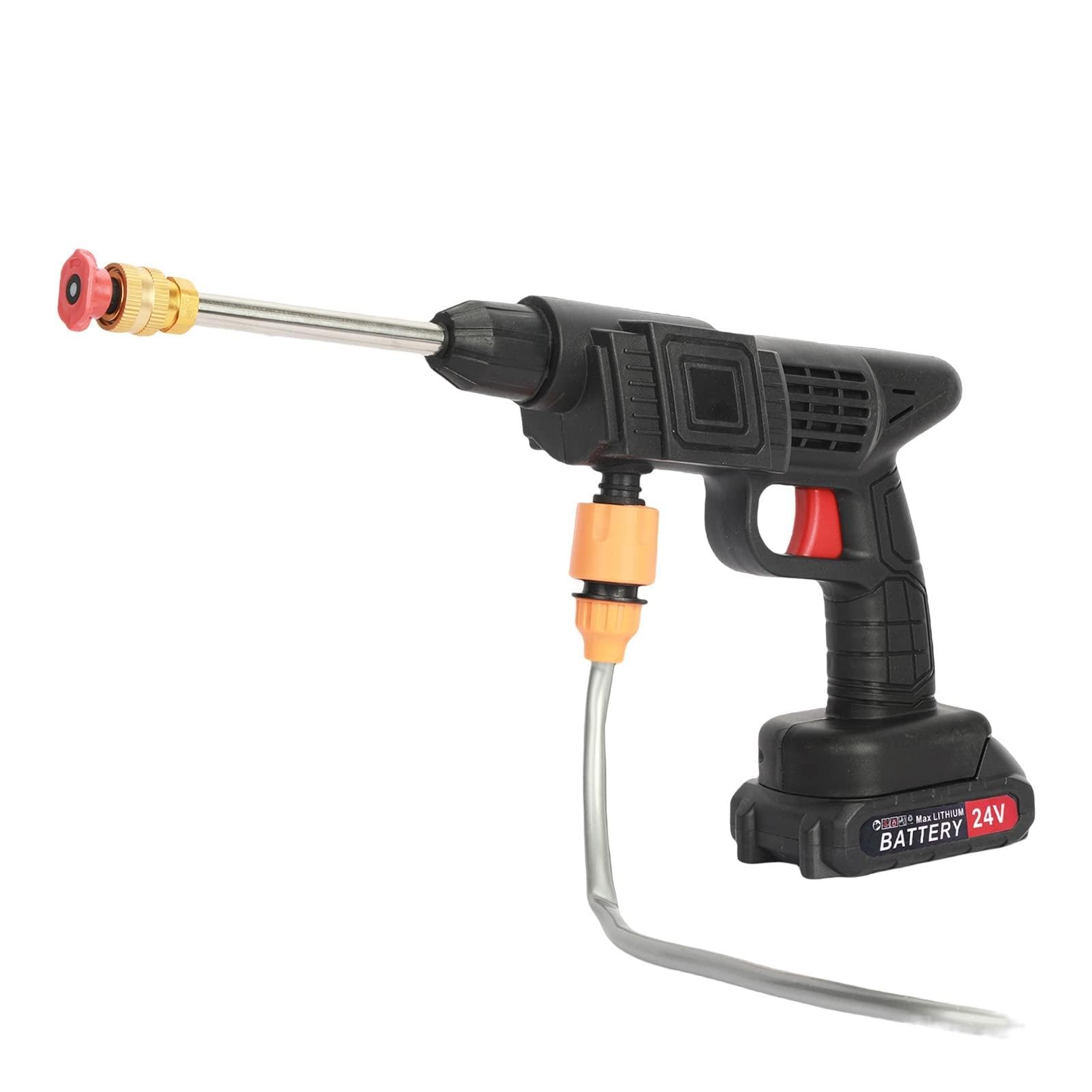 Rondella elettrica senza fili, kit di idropulitrice a batteria da 24 V con ugello multifunzione, contenitore detergente, spruzzatore d'acqua ad alta pressione per auto, cortile, casa, nero