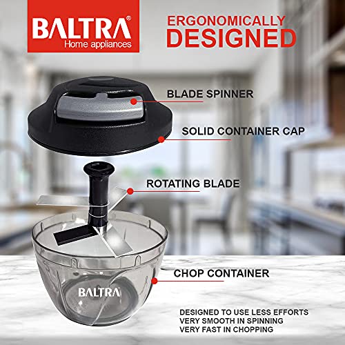 Image of BALTRA Kwik Handy Manual Food Chopper Vegetable Cutter 450 ml, gray (BHC-201)