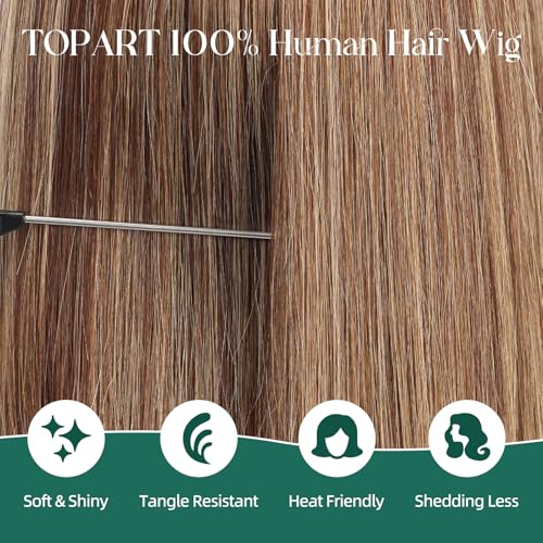 Image of Brown Mixed Blonde Wig Human Hair Pre Plucked Straight Short Bob Wigs 5x6 UHD Lace Front Wigs Remy Real Human Hair for Women 14Inch