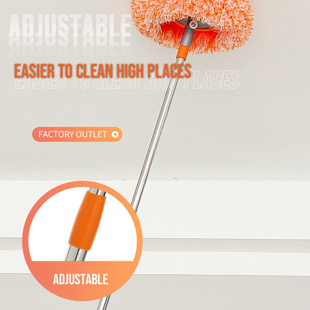 Trapeador de limpieza ajustable giratorio de 360°, mopa de limpieza de pared extensible con mango largo, fregona giratoria multifuncional para el hogar, para pared, techo, ventana, piso (gris, 50-95
