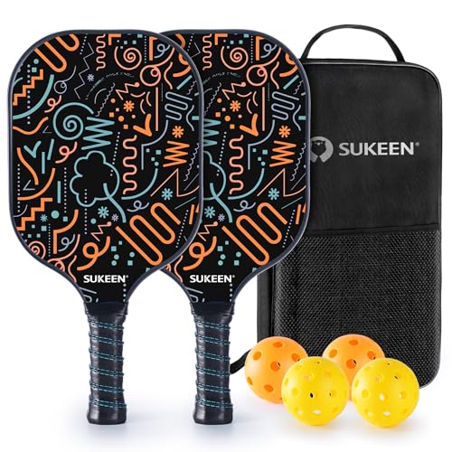 Sukeen Juego De Pickleball, Palas De Fibra De Vidrio, Núcleo De Panal De Abeja De Polipropileno, Agarre Antideslizante Que Absorbe El Sudor, 4 Pickleball, 1 Bolsa De Transporte Sukeen Juego De Pickleball, Palas De Fibra De Vidrio, Núcleo De Panal De Abeja De Polipropileno, Agarre Antideslizante Que Absorbe El Sudor, 4 Pickleball, 1 Bolsa De Transporte