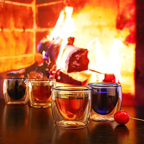 Birchland Espresso Cups Set Of 4, Double Wall Espresso Glass Set Of 4, Insulated Shot Glass, Espresso Shot Cups, Insulated Espresso Mugs, 2.7 Oz. (Storm Gray) #TOP3