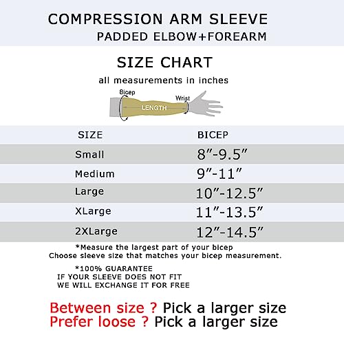 Hopeforth 2Pcs Padded Elbow Forearm Sleeves Compression Arm Protective Support #TOP1