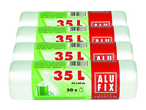 ALUFIX Bolsas de basura (35 L, HDPE, 53 x 60 cm, 11 my, 120 unidades), color blanco Cover