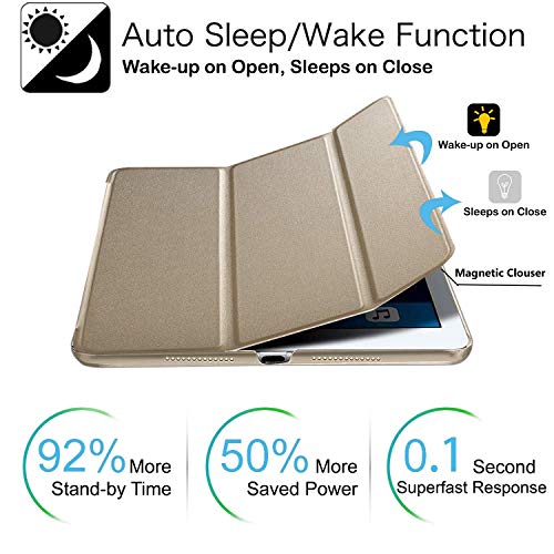 Image of DuraSafe Cases for iPad 5 /6-2017 /2018-9.7 inch A1893 A1954 A1822 A1823 Smart Tri Fold Cover with Translucent Back - Gold