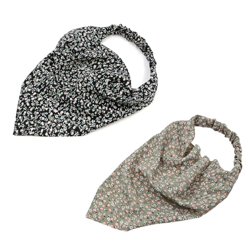 POFET 5PCS Boho Headbands for Women Flower Print Elastic Headbands Yoga Ladies Headband Elastic Headbands Knotted Head Bands - Image 2
