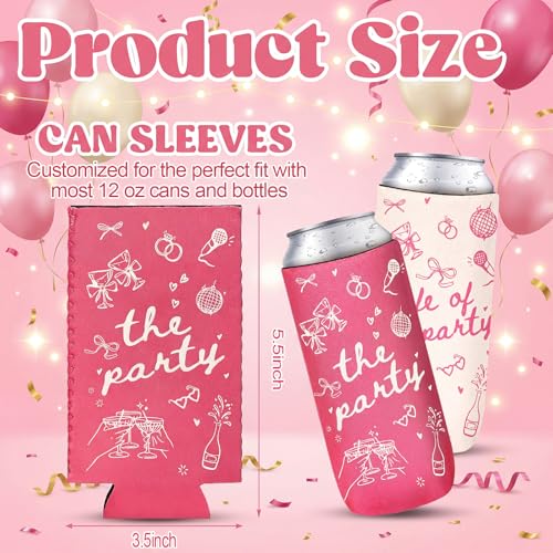 Image of SiliFine 12 Pcs Bachelorette Party Can Sleeves Bulk Coquette Bachelorette Decoration Cowgirl Can Sleeves for Bridal Shower Gifts(3.5 x 5.5 Inches, Wife of the Party)