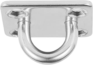 Durable 4Pcs M8-50X40mm 304 Stainless Steel Staple Ring Hook Loop U-Shaped Design Screws Wall Hooks Plate Hook Rope Pull Ring Hardware Wearable